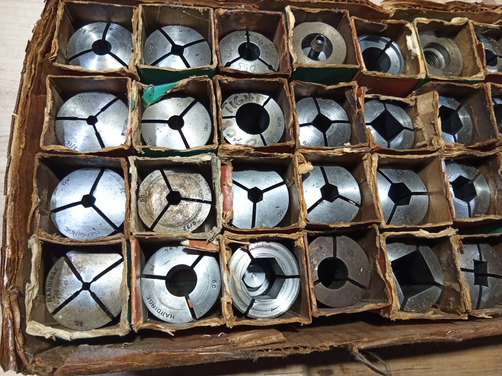 lot of 38 HARDINGE 5C COLLETS assorted used original boxes