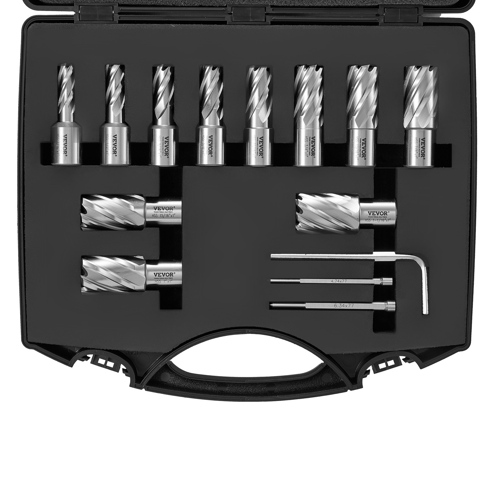 VEVOR Annular Cutter Set HSS Magnetic Drill Bits 13 PCS Weldon Shank 1″ Depth