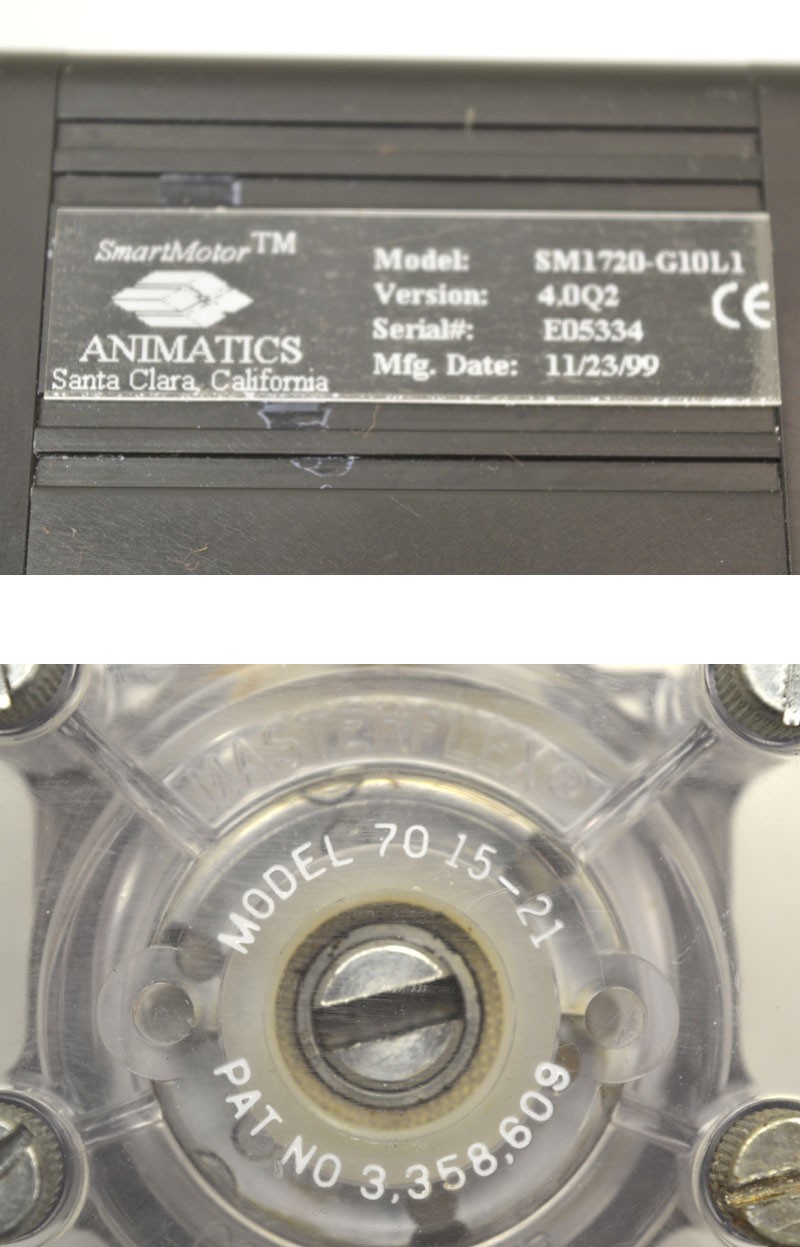 Animatics SM1720-G10L1 Smart Motor + Cole-Parmer 7015-21 Masterflex Pump & Cntrl
