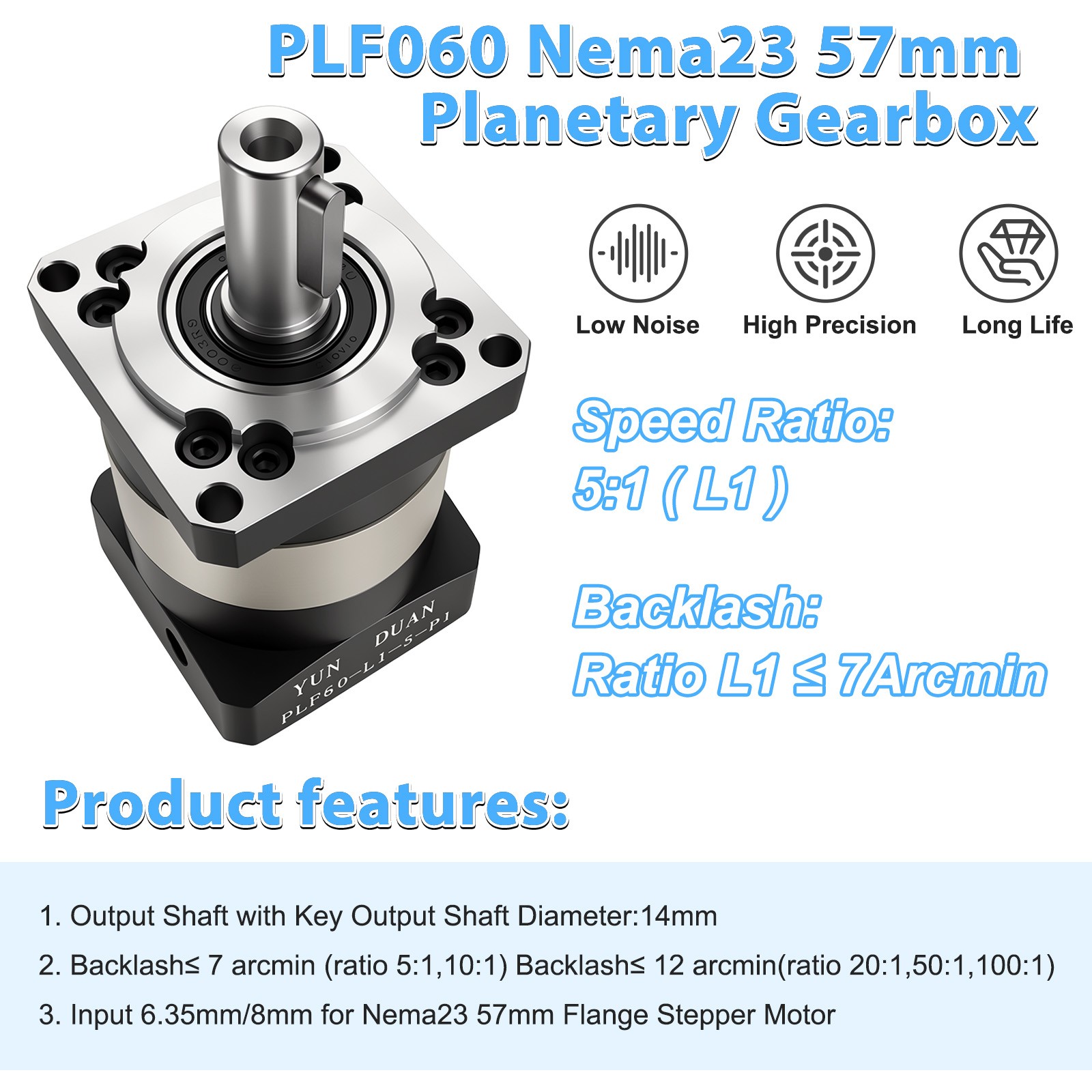 Planetary Reducer Gearbox Nema23 Stepper Motor Speed Reducer 1.2NM Kits For CNC