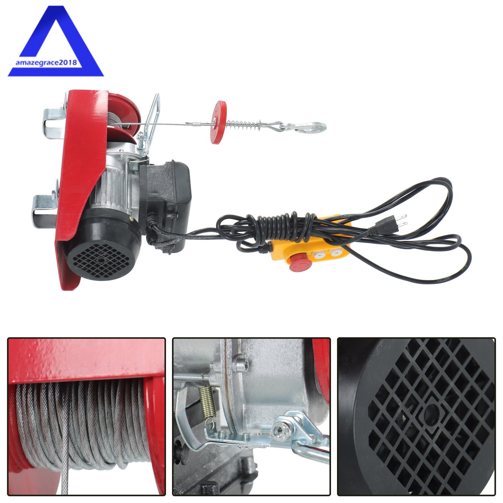 PA200 440lbs Electric Hoist with 14 FT Wired Remote Control 110V 510W Motor