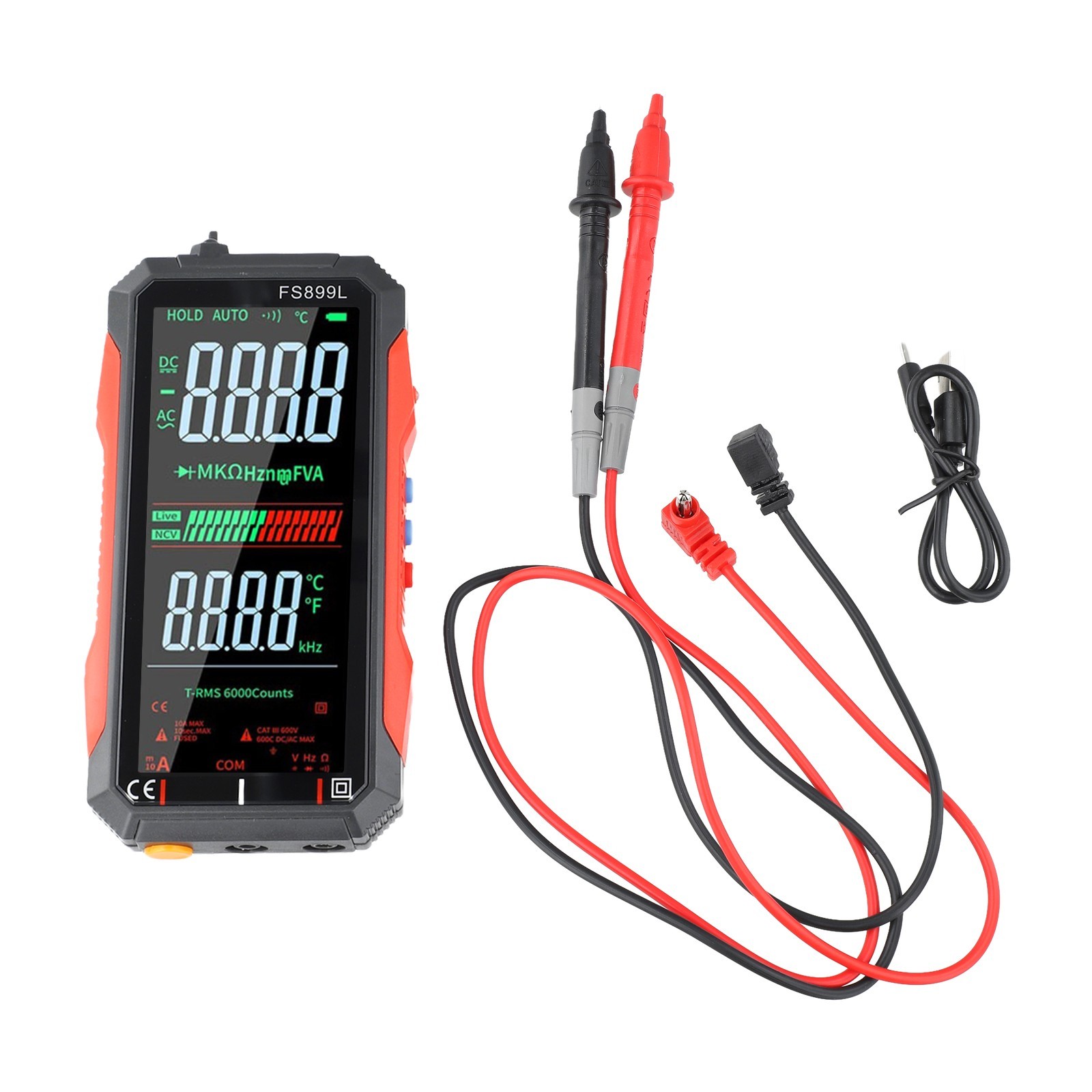 FS899L Smart Multimeter Rechargeable 6000 Counts LCD Backlight