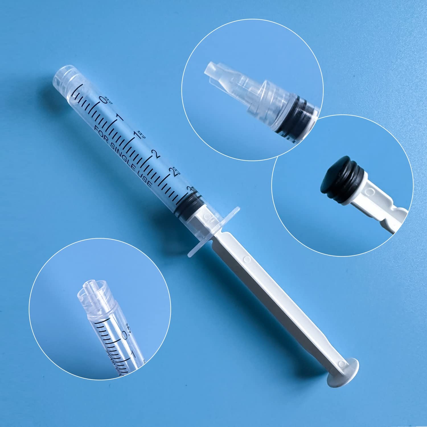 100 Pack 3ml Syringes Luer Lock with Cap, 3cc Syringe without Needle, 3ML