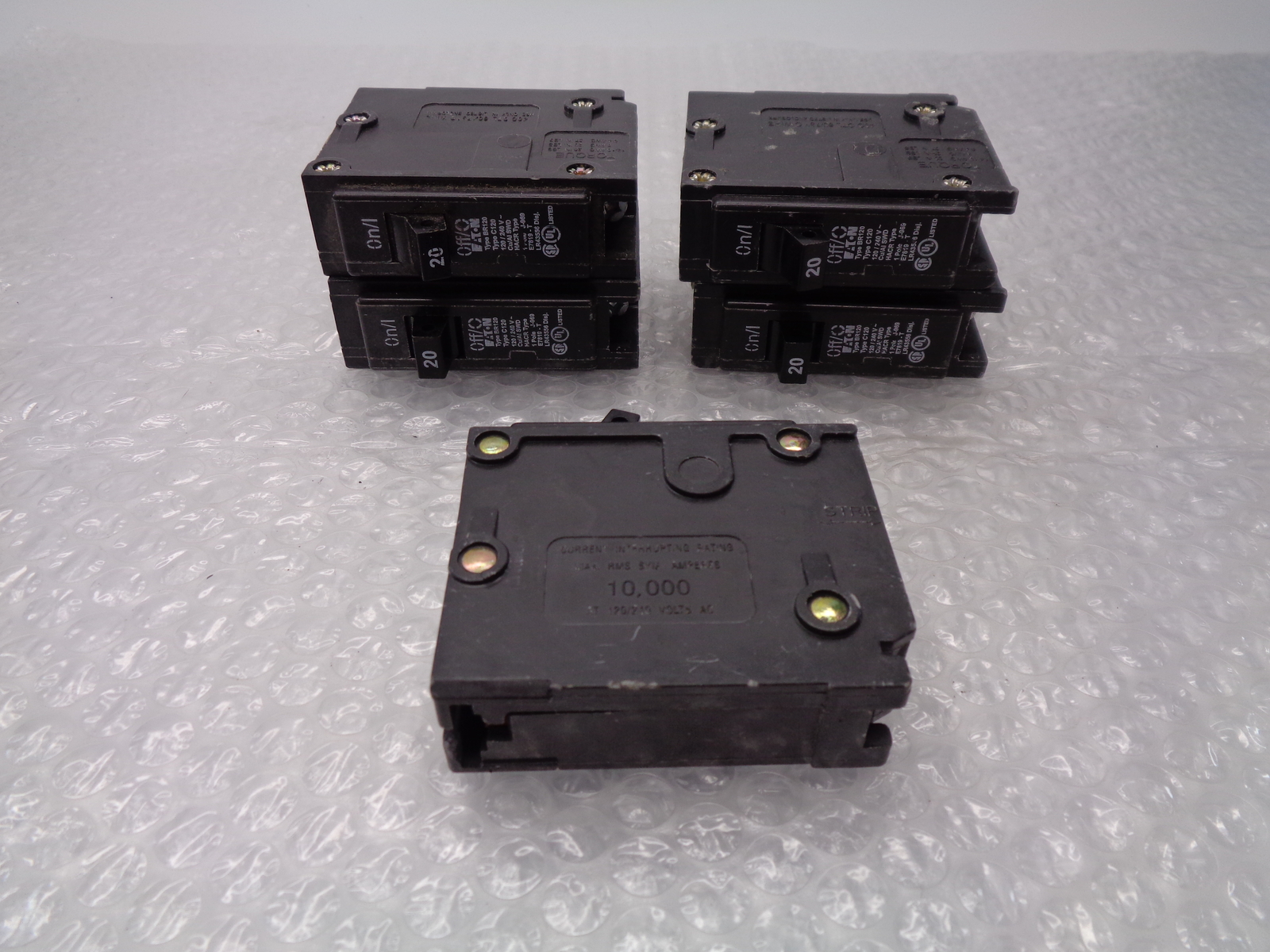 EATON BR120 BREAKER 1POLE 20AMP LOT OF 5 UNMP