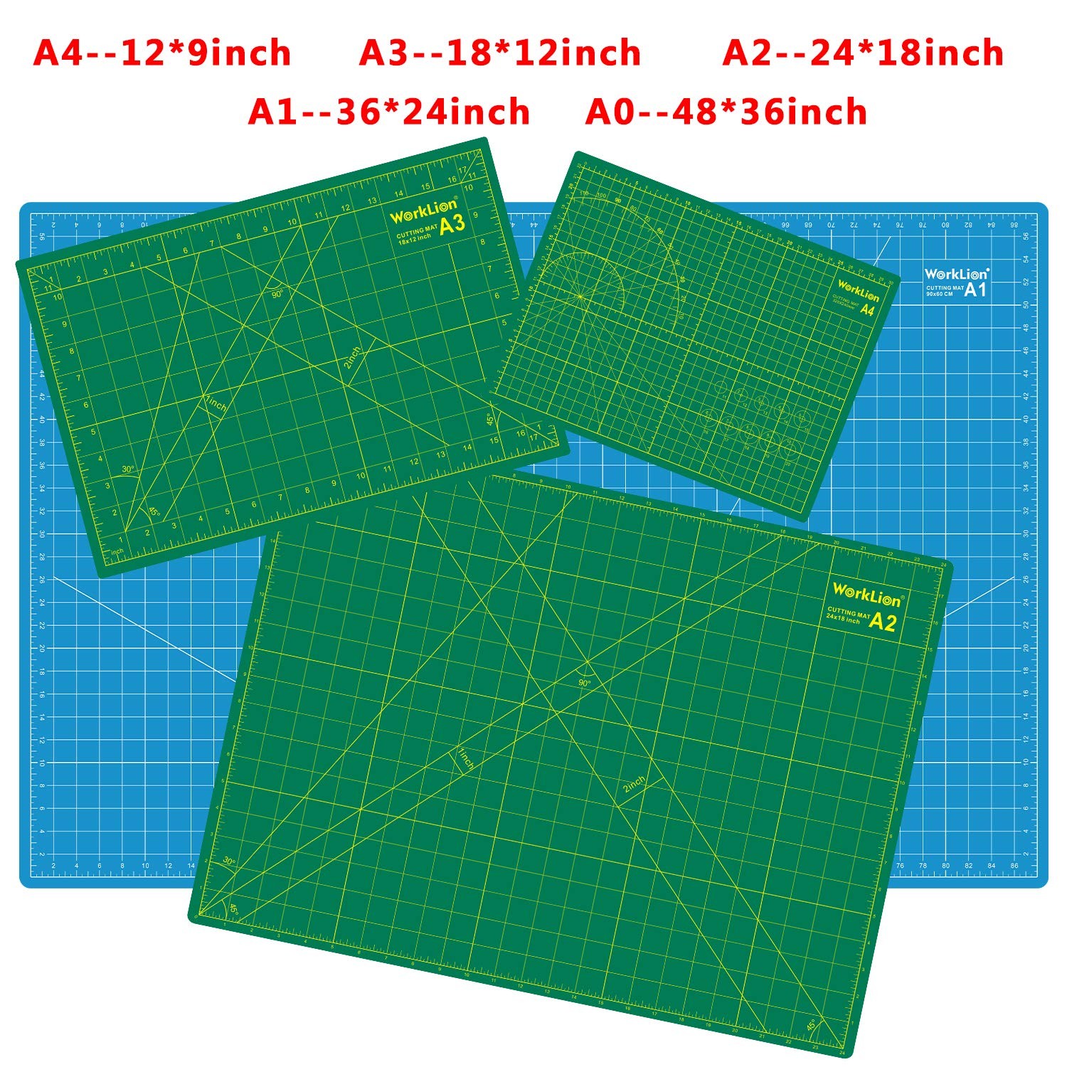 WORKLION 24″ x 36″ Large Self Healing PVC 36″L x 24″W (1 Pack), Green/Blue