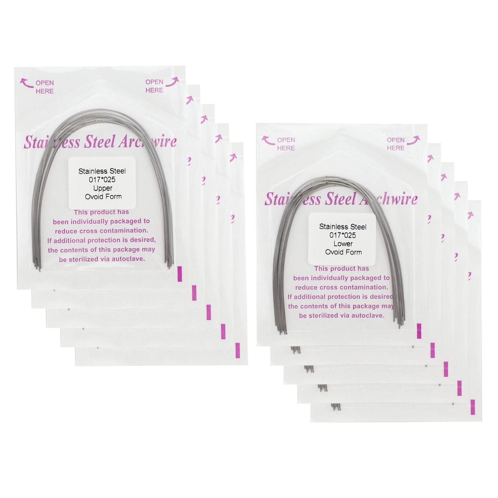 100pcs Dental Orthodontic Ovoid Form Arch Wire Stainless Steel Round Rectangular