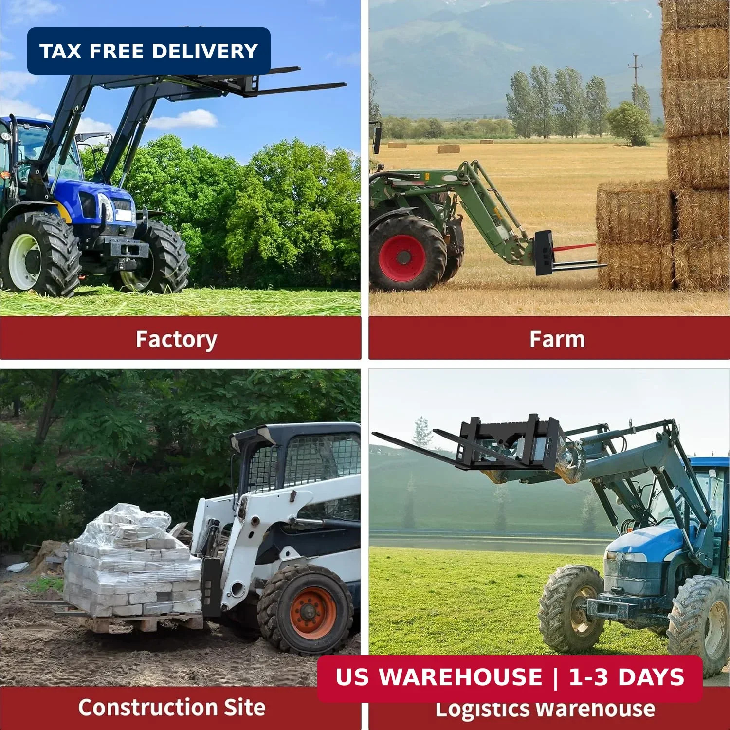 YITAMOTOR 42″ Pallet Forks Forklift Blades, 2500lbs Universal Skid Steer Pallet