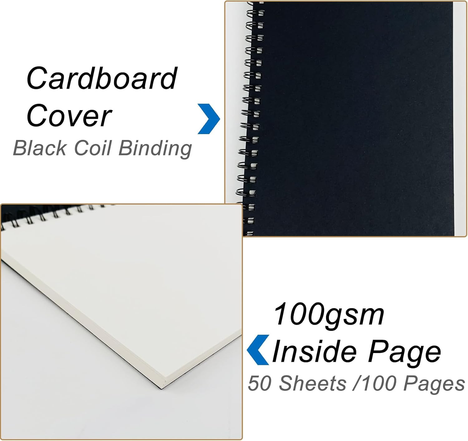 DSTELIN Blank Spiral Notebook, 2-Pack, Soft Cover, Sketch Book, 100 Pages / 50 S