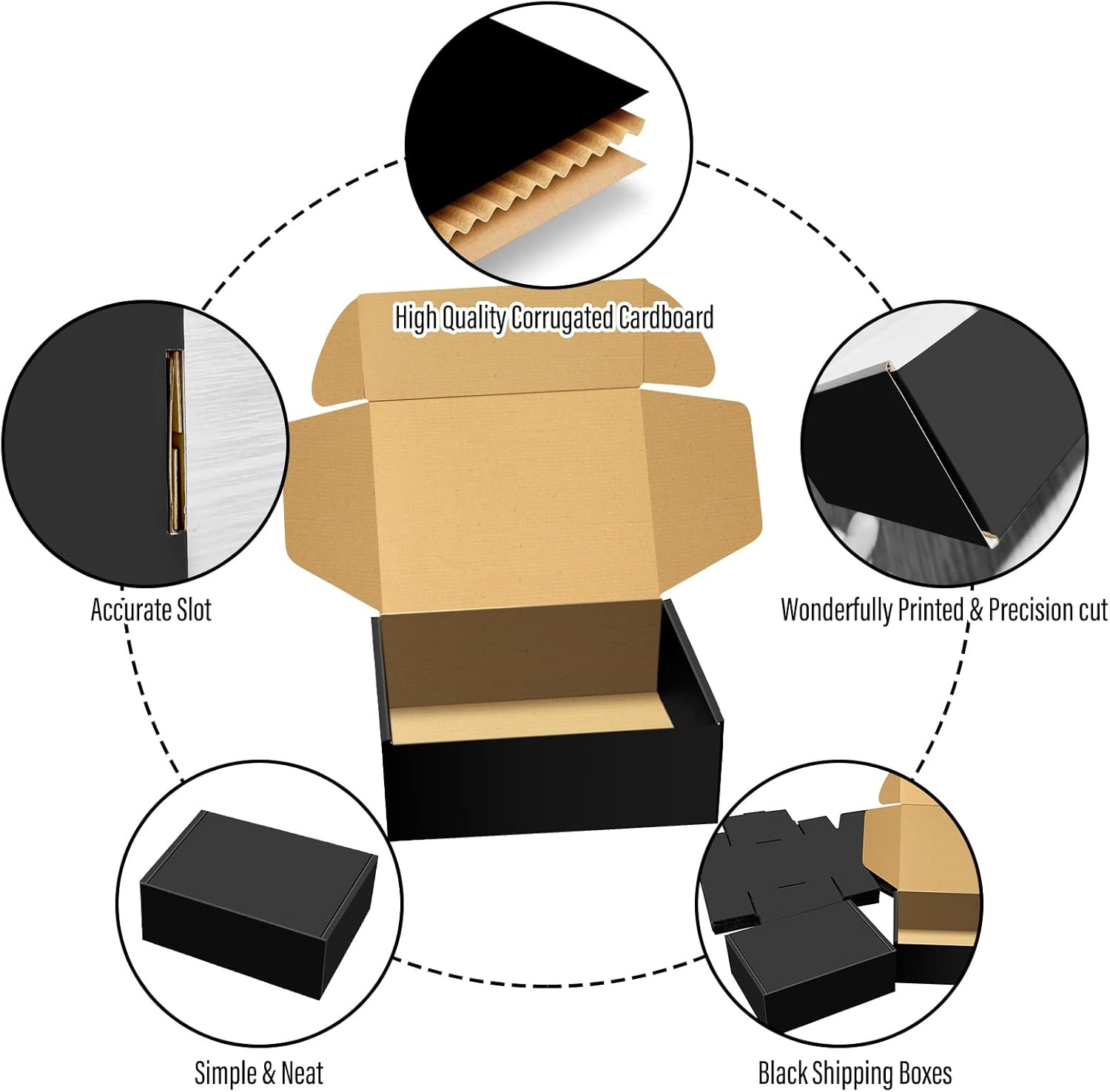 30 Pack 8X6X3 Inches Black Shipping Boxes, Corrugated Mailer Boxes, Packaging Bo