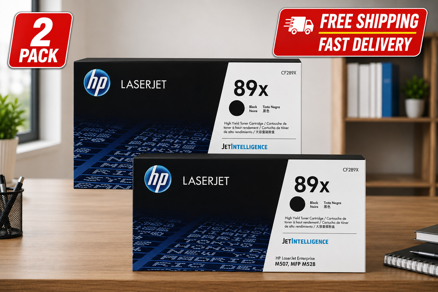 ✅2 PACK Original HP 89X Black High Yield Toner Cartridge (CF289X) Pack Of 2
