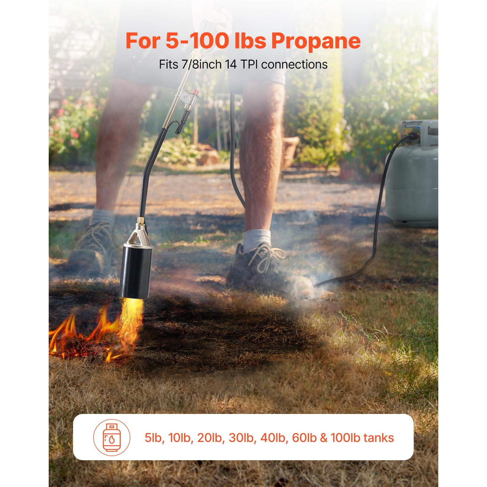 KFFKFF Propane Torch Weed Burner, 1,800,000 BTU Output with 10 ft Hose