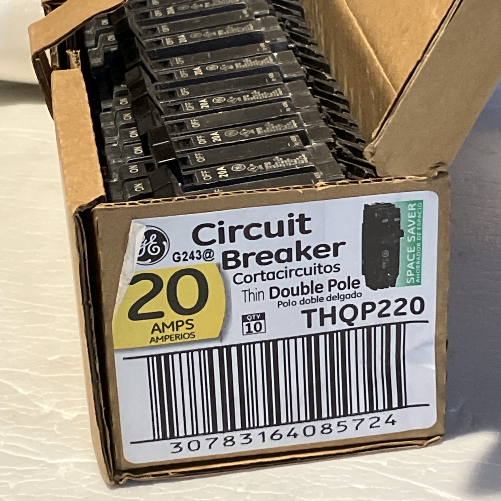 (1ct) GE General Electric Circuit Breaker THQP220 2 Pole 20 Amp 120/240 Volt NEW
