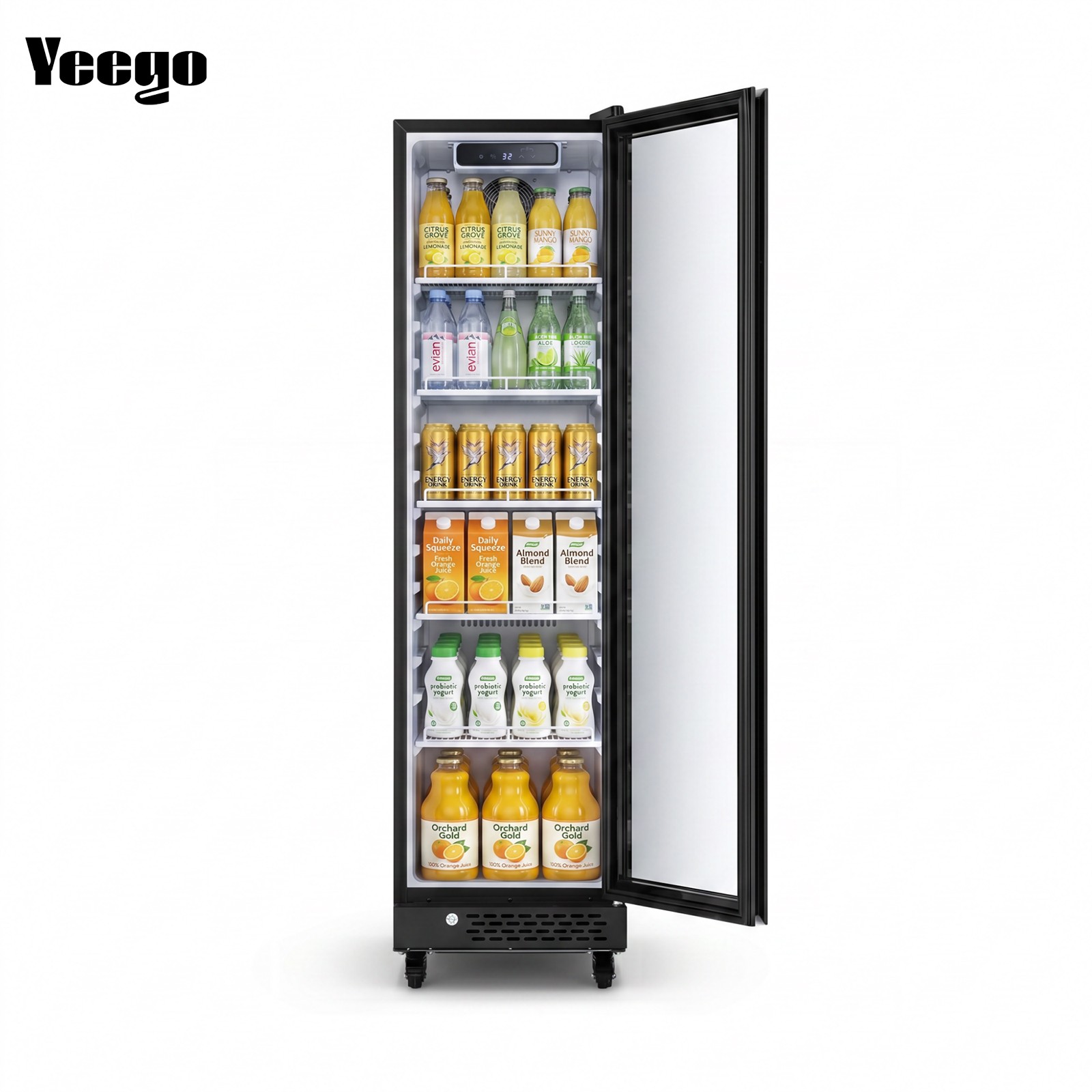 Yeego 6.9 Cu.ft Commercial Fridge 1 Glass Door Merchandiser Refrigerator Black