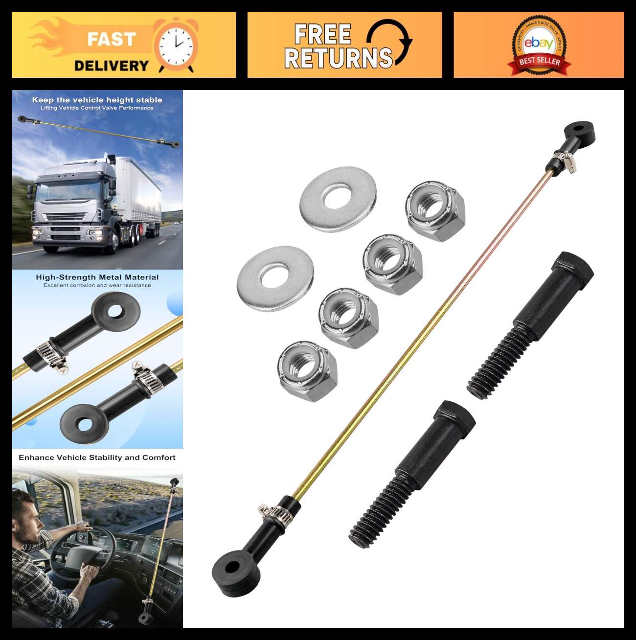 Adjustable Height Control Valve Linkage Kit 13.5″ to 19.5″ for Heavy Trucks