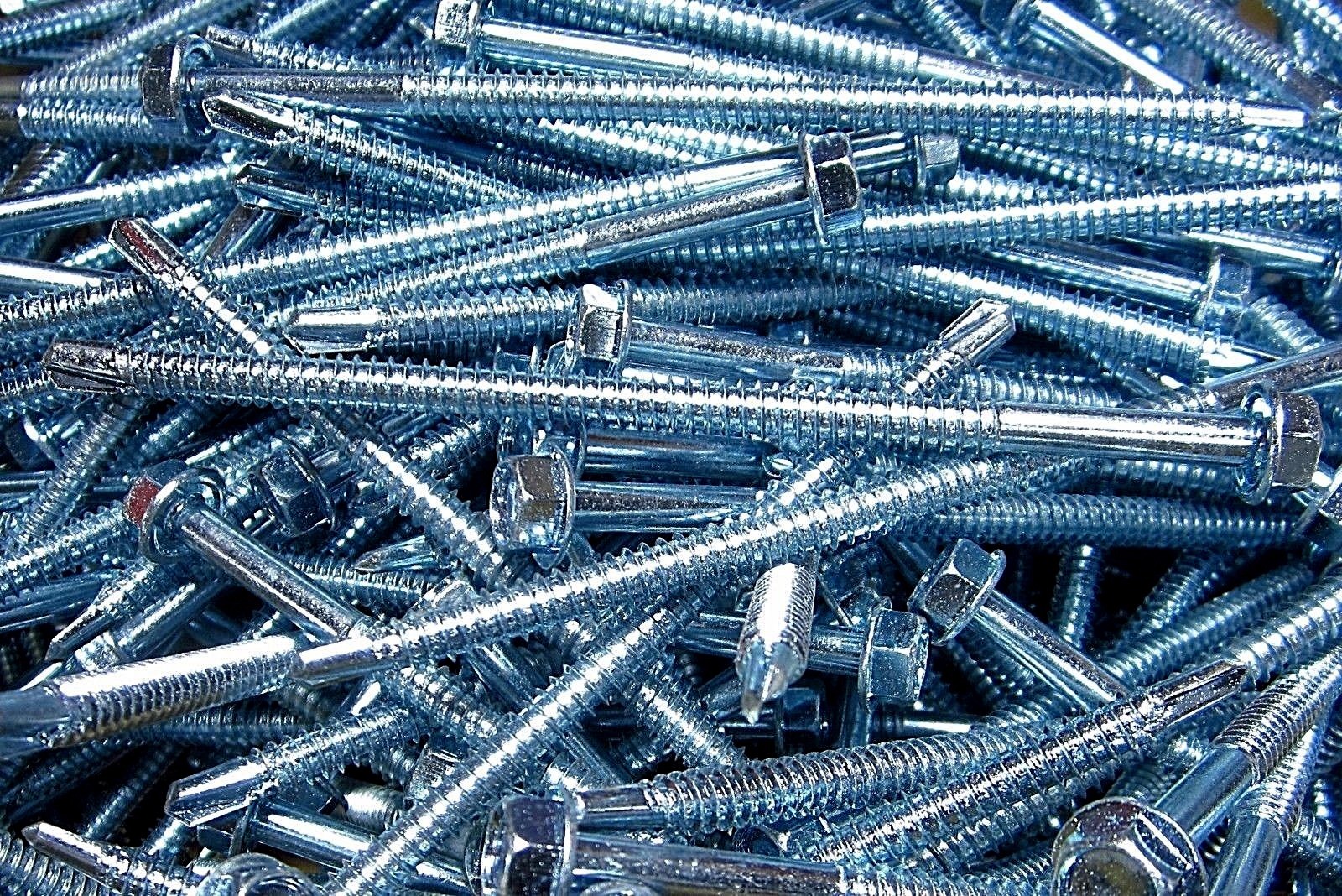 100 – 1/4″ X 5″ Hex Washer Head Self Drilling Screw Tek #3 Point Zinc IHW #14