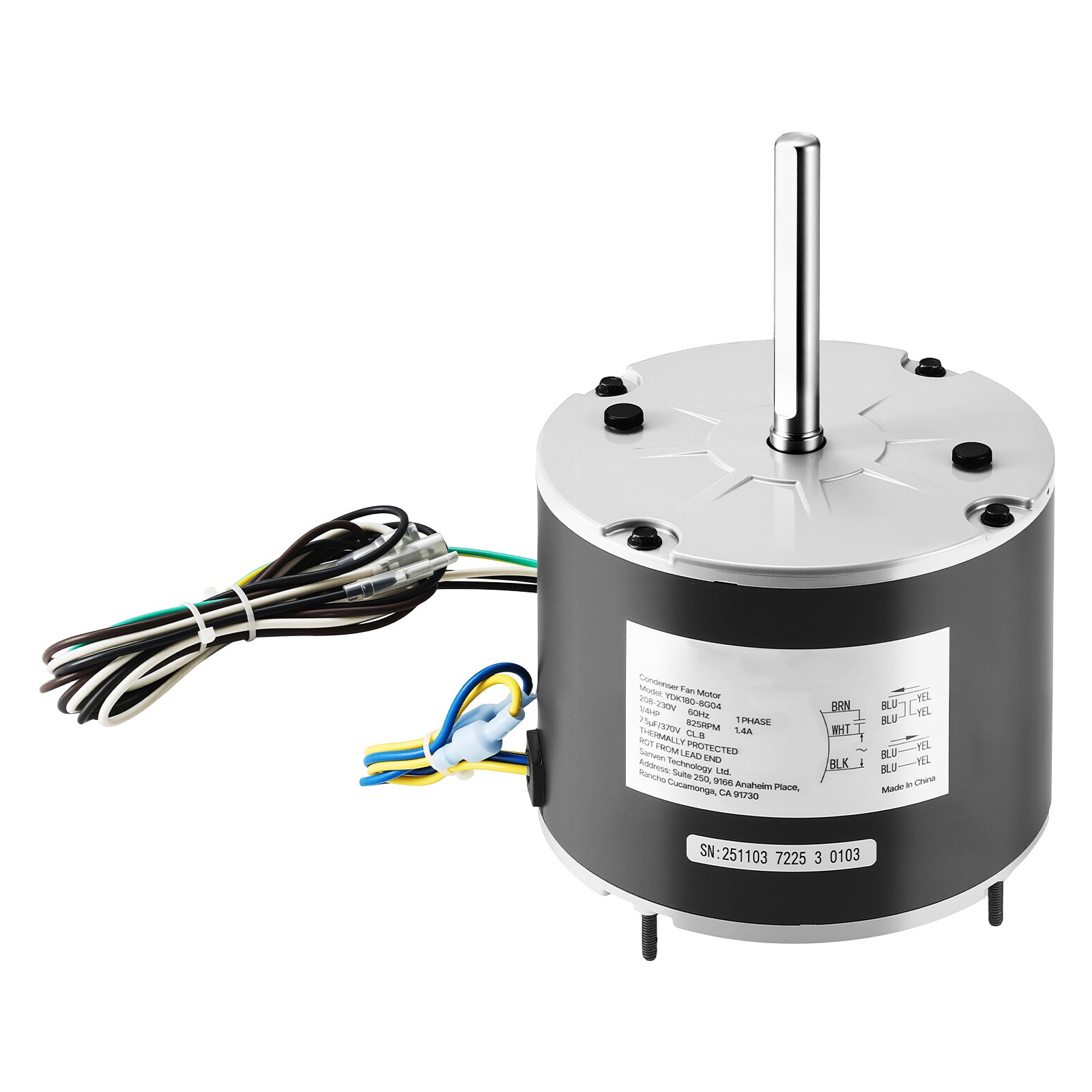 Uimoso Condenser Fan Motor with Capacitor 1/4HP 825RPM 208-230V Dual Rotation