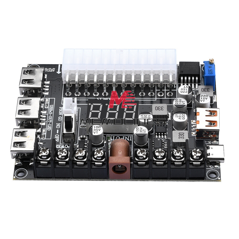 20/24Pin ATX Power Supply Breakout Board Adjustable Voltage Module + Case USA
