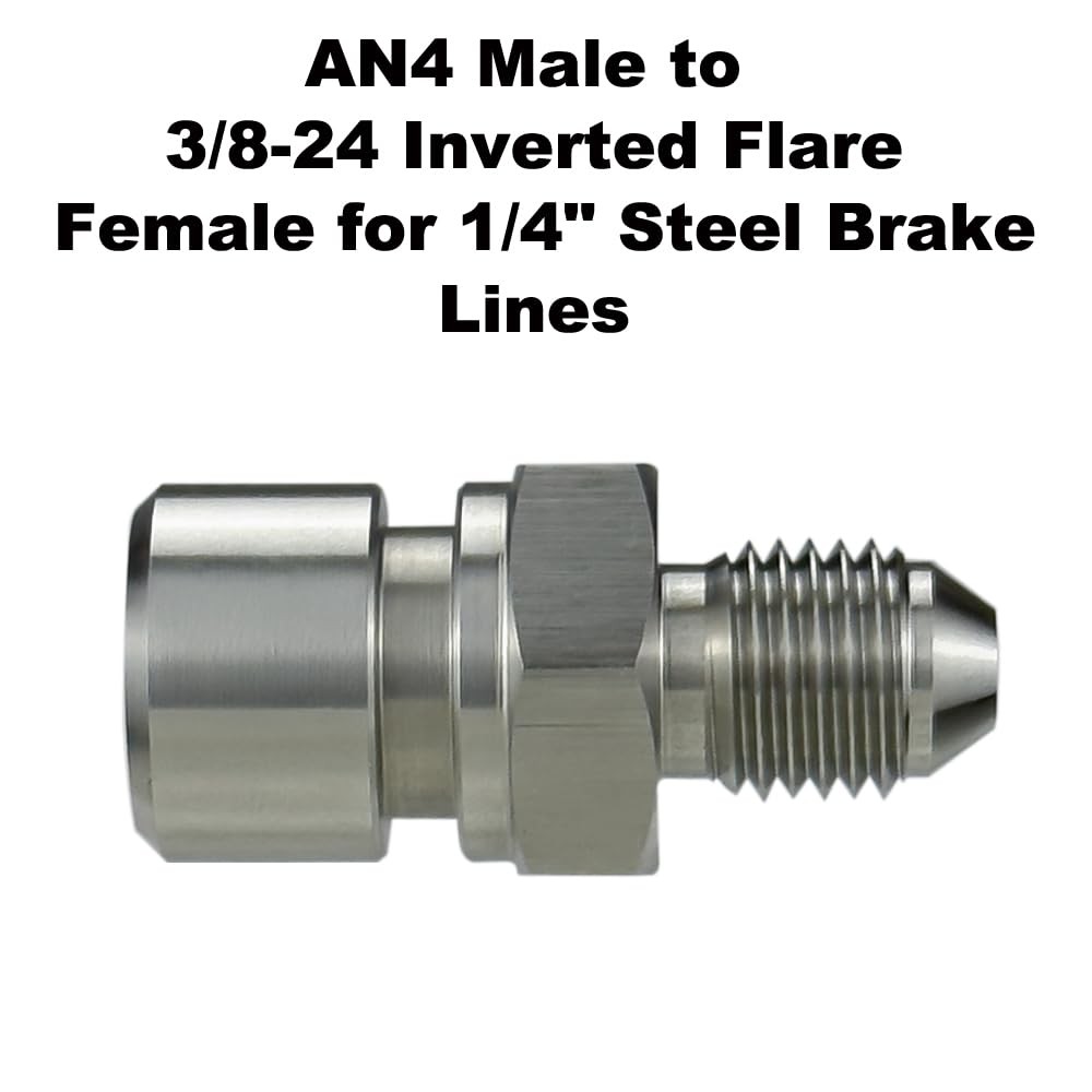 2 PCS 4AN Male To 3/824 Inverted Flare Female Adapter 1/4 Inch Brake Line