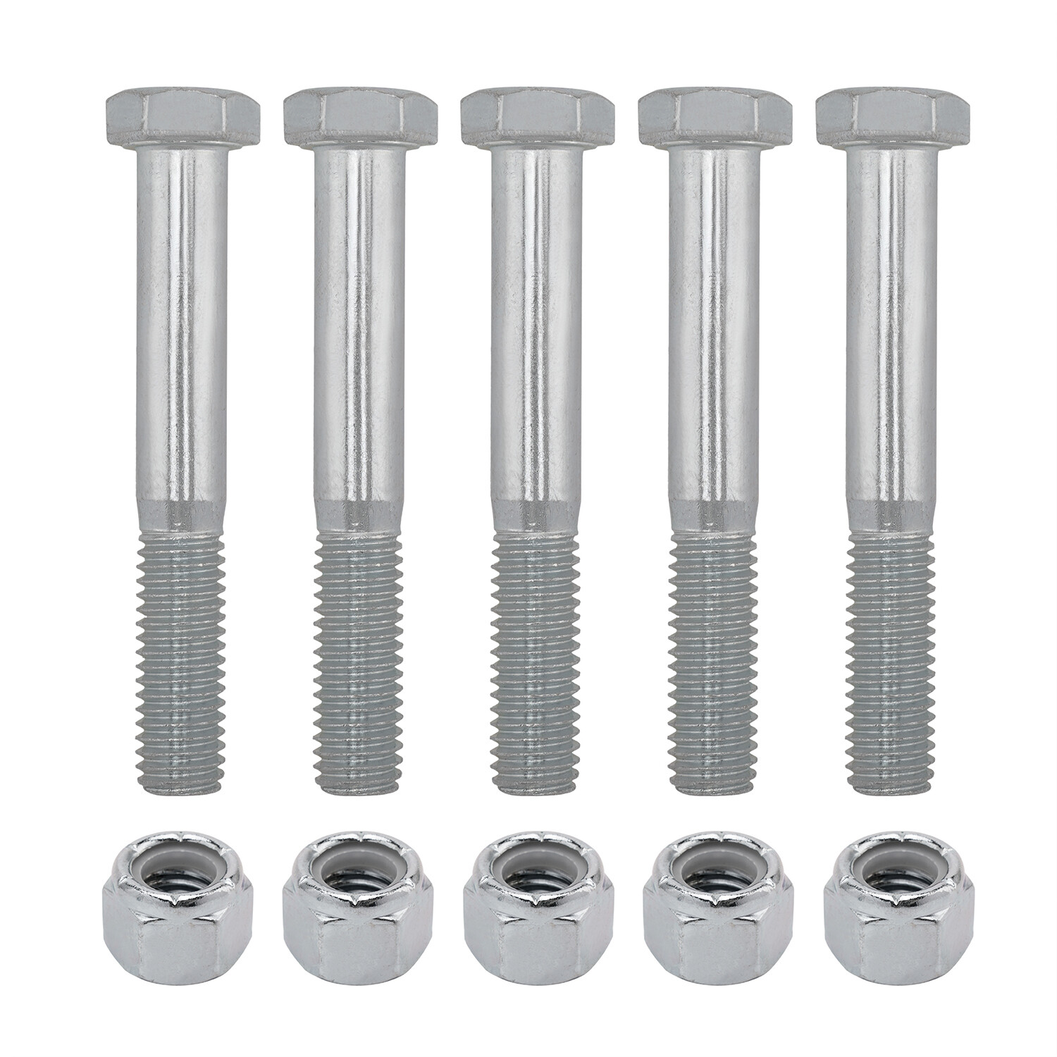Grade 2 Shear Bolts for Rotary Cutters 1/2″ x 3-1/2″ with Nylock Nuts – 5 Pack