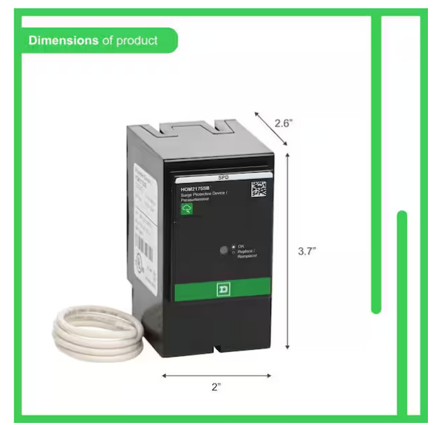 Square D HOM2175SB Homeline Surgebreaker 2-Pole 120/240 V 22.5kA Surge Protector