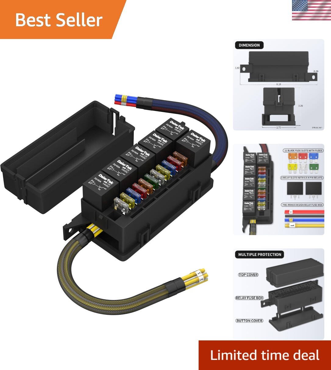 Heavy-Duty Pre-Wired 12V Fuse and Relay Box for Marine & Automotive Applications
