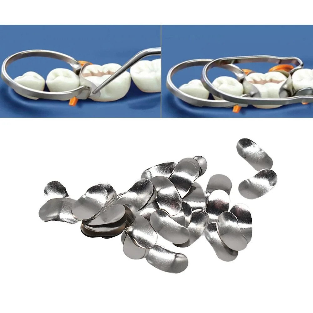 50Pcs Dental Metal Matrices Sectional Contoured Matrix Refill S/M/L EASYINSMILE
