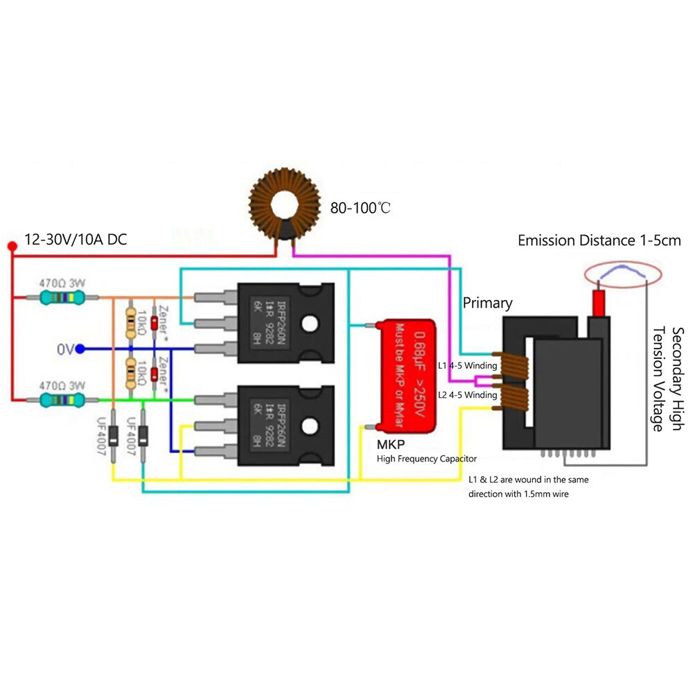 DC 12-30V ZVS Tesla Coil Flyback driver/SGTC/Marx Generator& Ignition Coil&Fan-