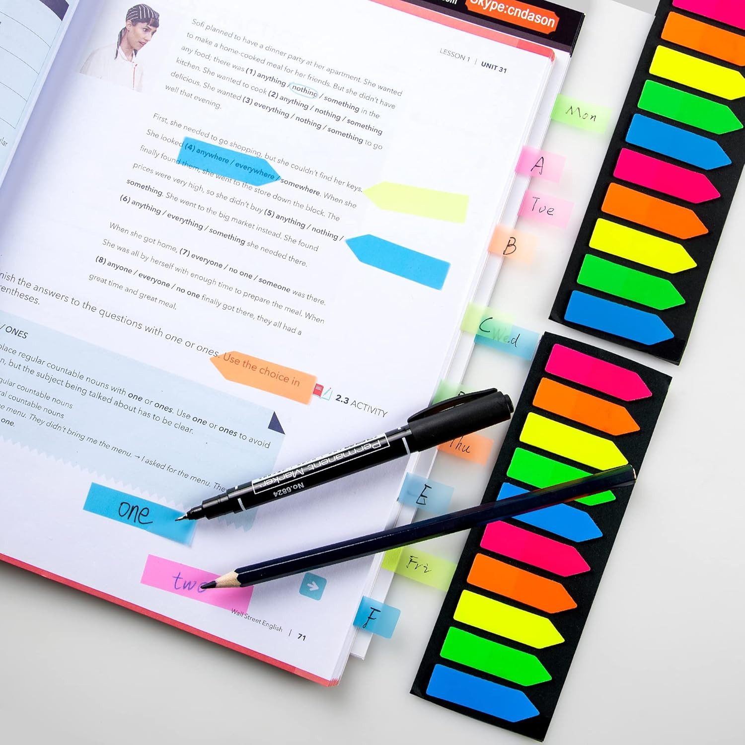 1200 Pcs Arrow Flag Sticky Tabs Page Markers Index Bookmarks 10 Colors PET