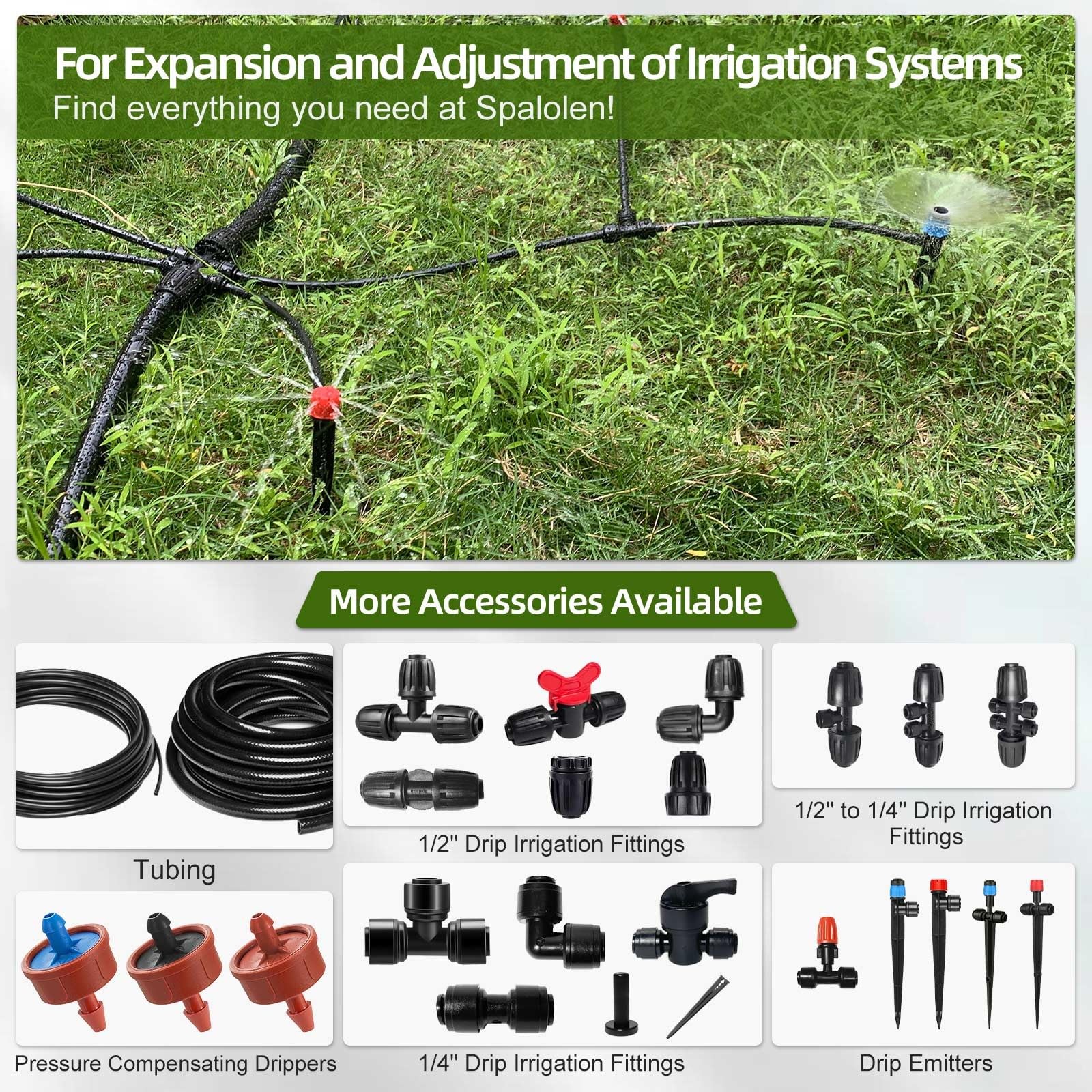 24 Pack 1/2 Inch Drip Irrigation Fittings Kits, 3/4″ to 1/2″ Adapter and Tee …