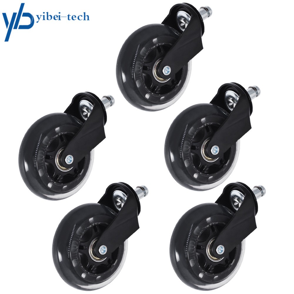 Set of 5 3 inch Office Chair Caster Rubber Swivel Wheels Replacement Heavy Duty