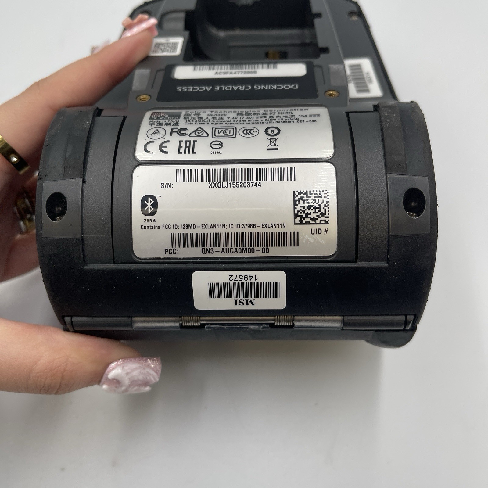 Zebra QLN320 Barcode Printer, WiFi, Bluetooth, Charger, And Battery