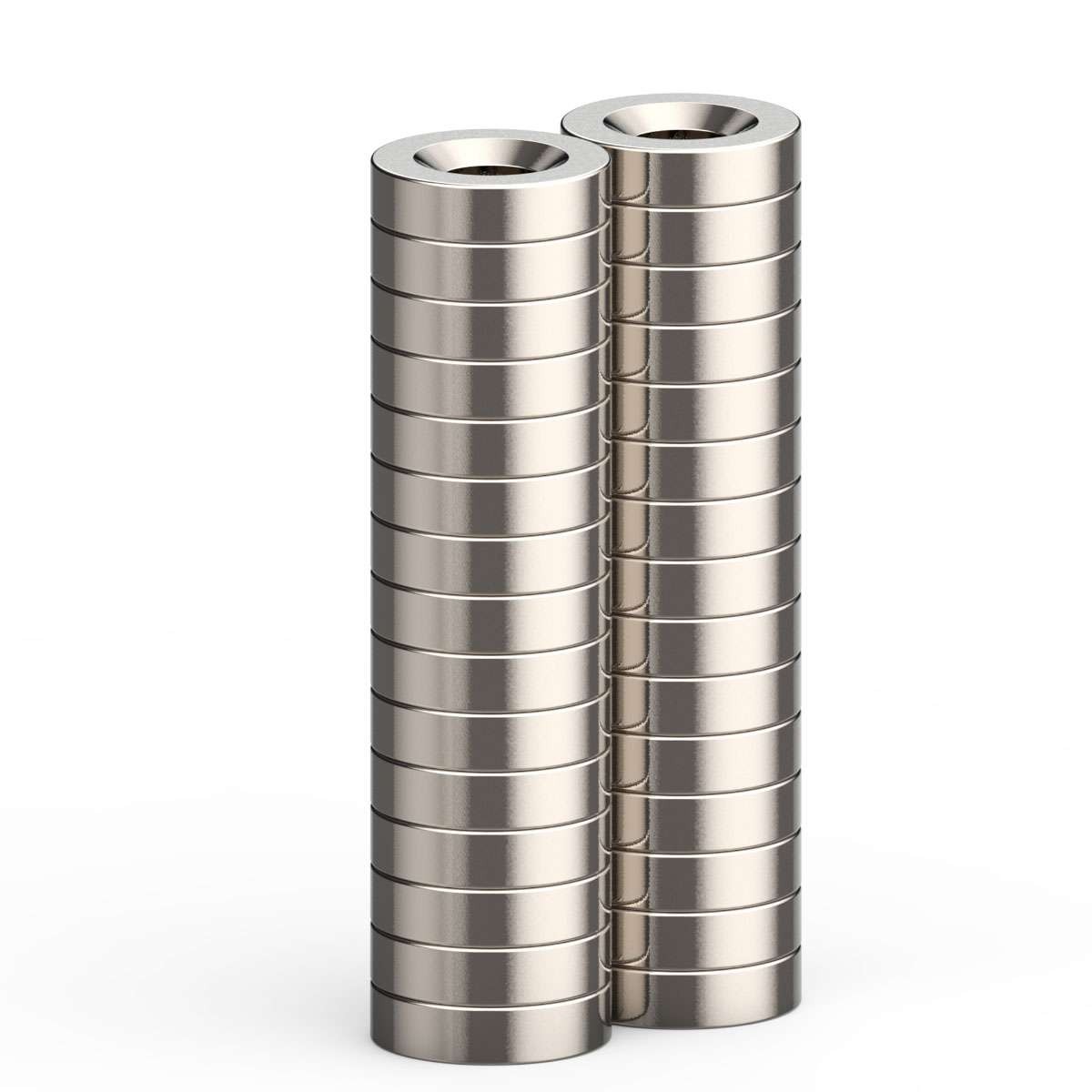 LOT Countersunk Ring Neodymium Magnets 25 x 5mm Hole 5mm Strong Rare Earth N35