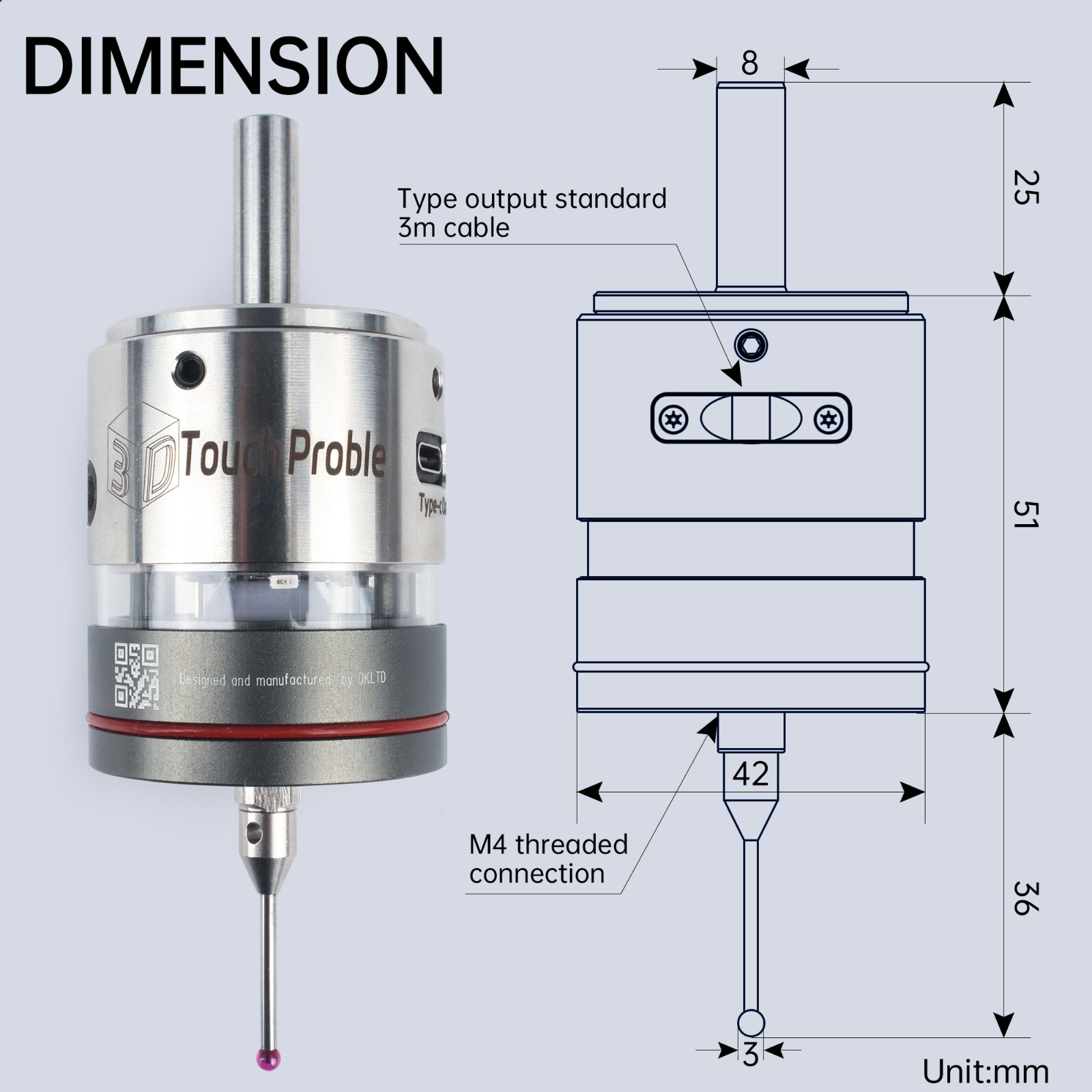 Professional 3D Touch Probe, 0.001mmAccuracy CNC Milling Machine 3D Trigger Find