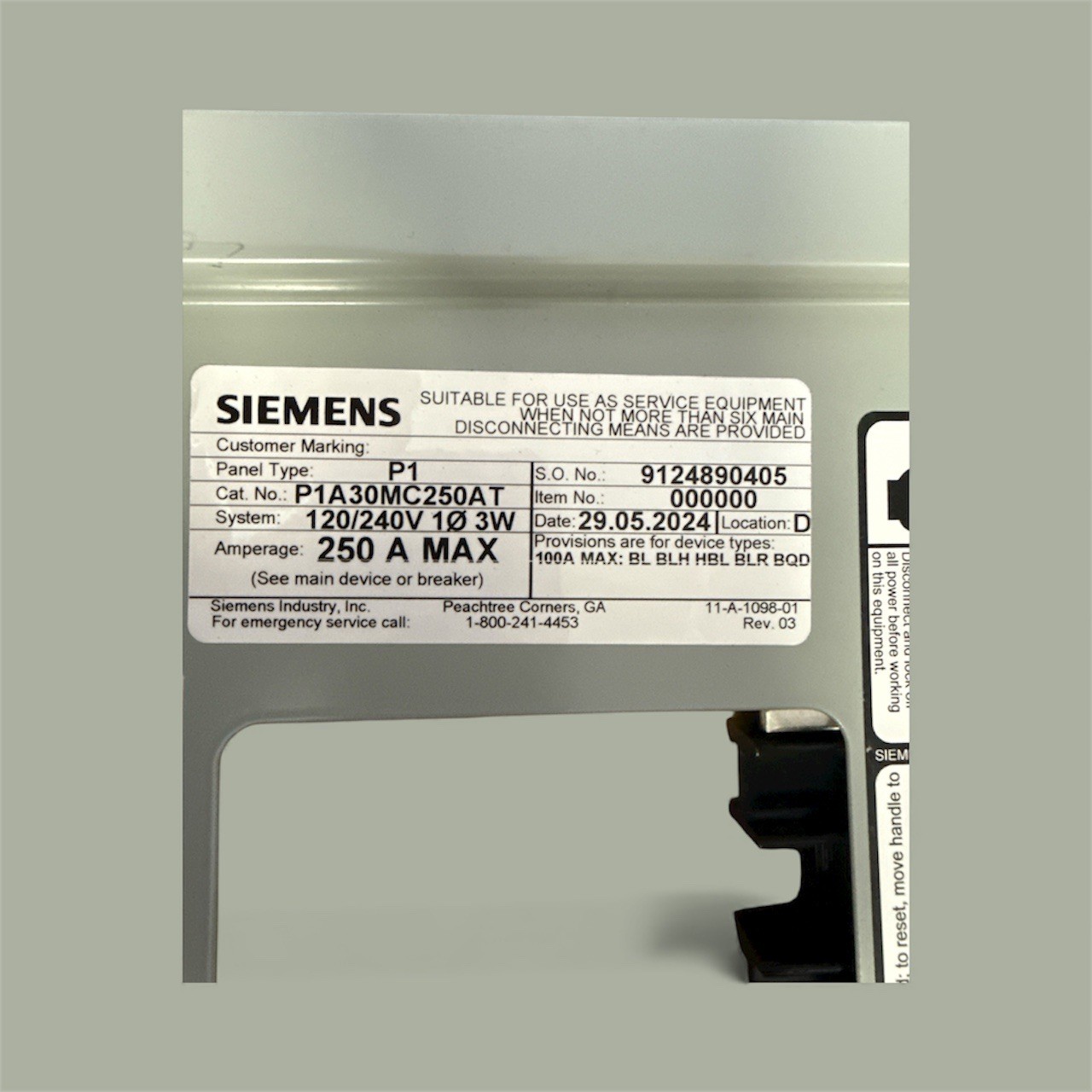 SIEMENS P1A30MC250AT / P1A30MC250AT .
