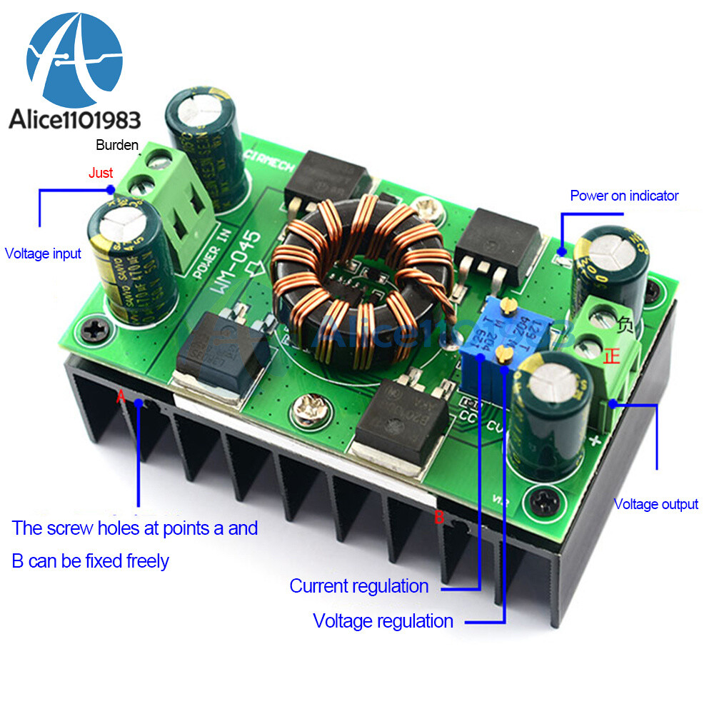 DC 5V-30V 300W 10A CC CV Auto Step-Up Step-Down Buck-Boost Power Supply Module