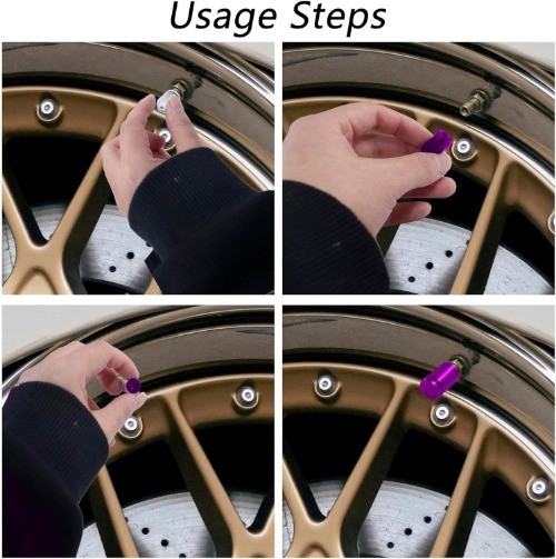6-Pack Universal Bullet Valve Stem Caps, Aluminum Alloy Du Color: 6 PCS Purple