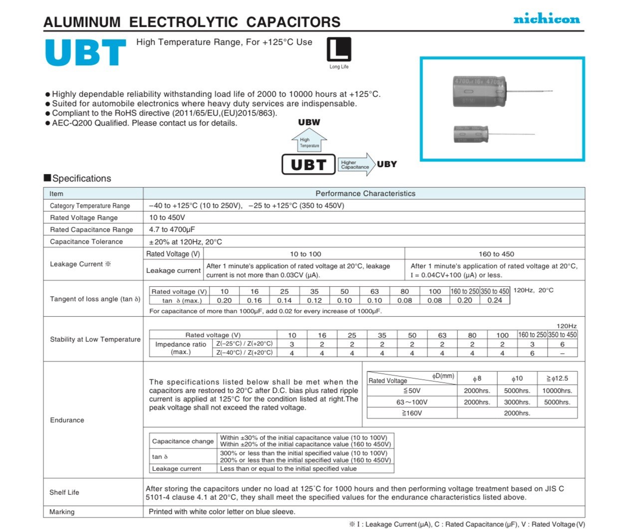 10x Nichicon UBT 470uF 50V 125°C Low ESR 90mΩ RM7.5 Elko NOS Repair PSU