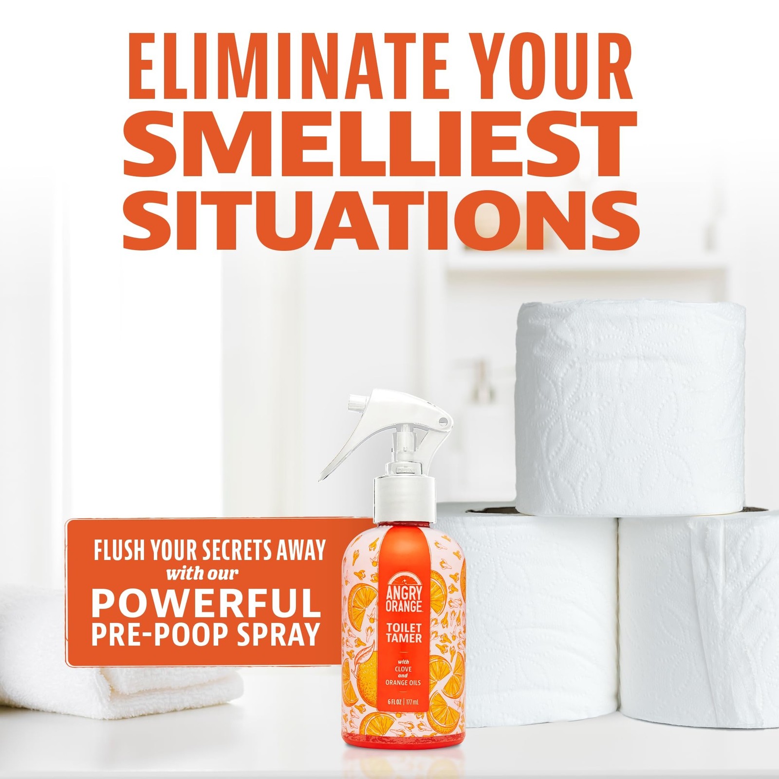 ANGRY ORANGE Toilet Tamer Bathroom Spray – Citrus Orange Spice – 6 oz