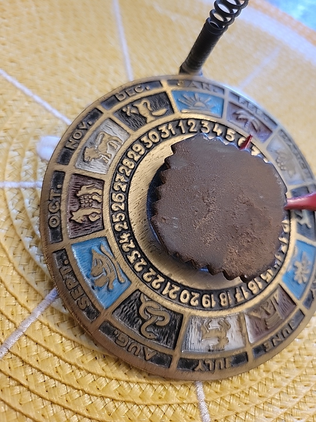 Vintage Metal Zodiac Calendar Desk Decor Made in Israel