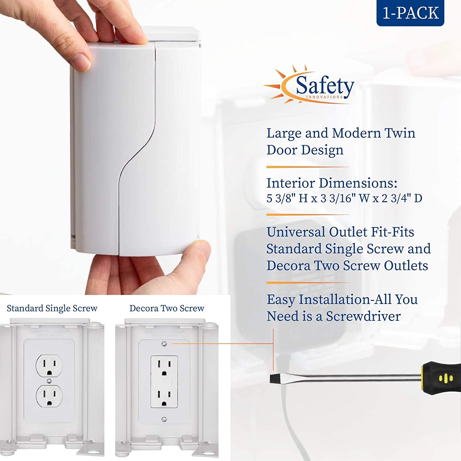 Twin Door Baby Safety Outlet Cover Box for Babyproofing Outlets More Interio…