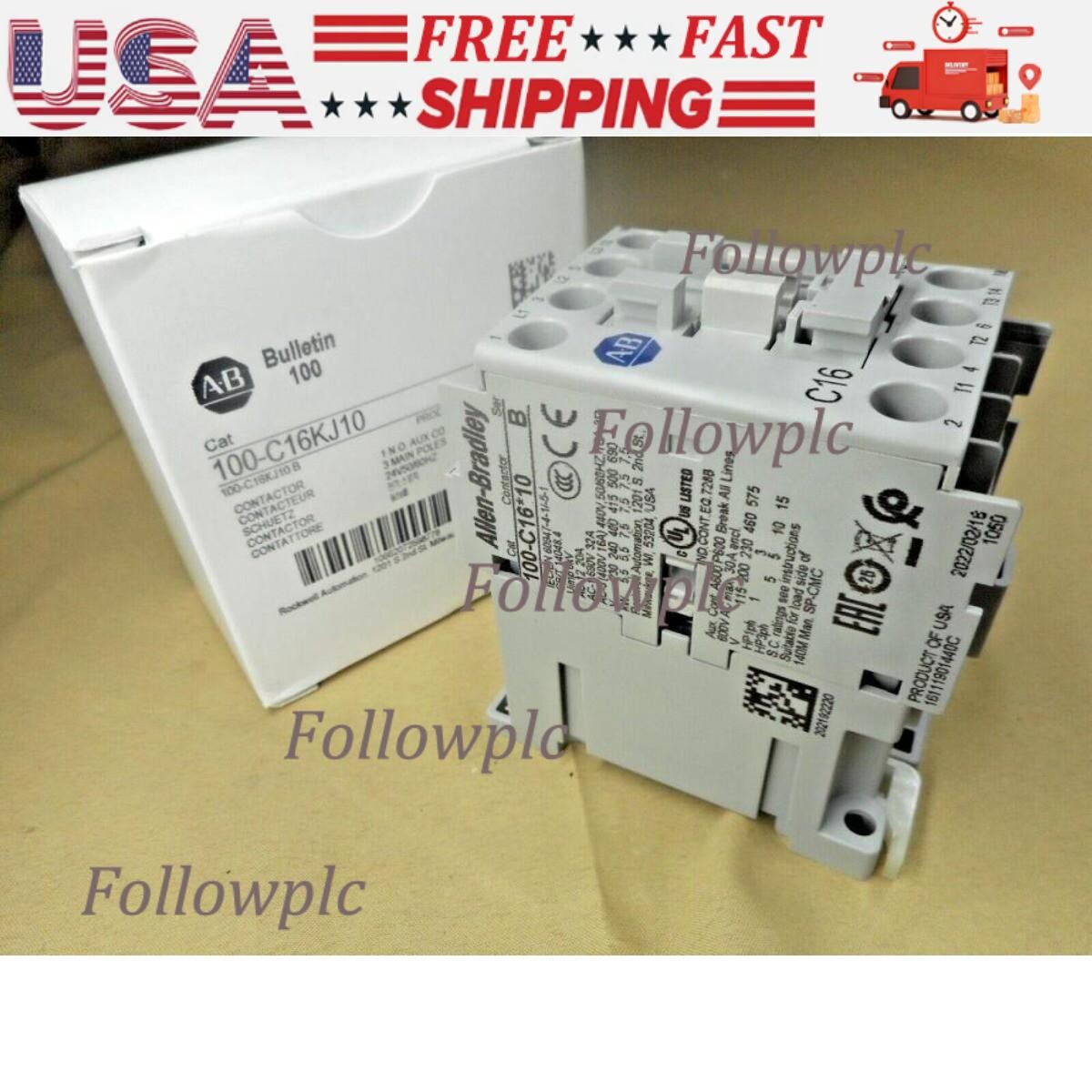 100-C16KJ10 New AB IEC 16 A Contactor Factory Sealed in Box US Free Tax