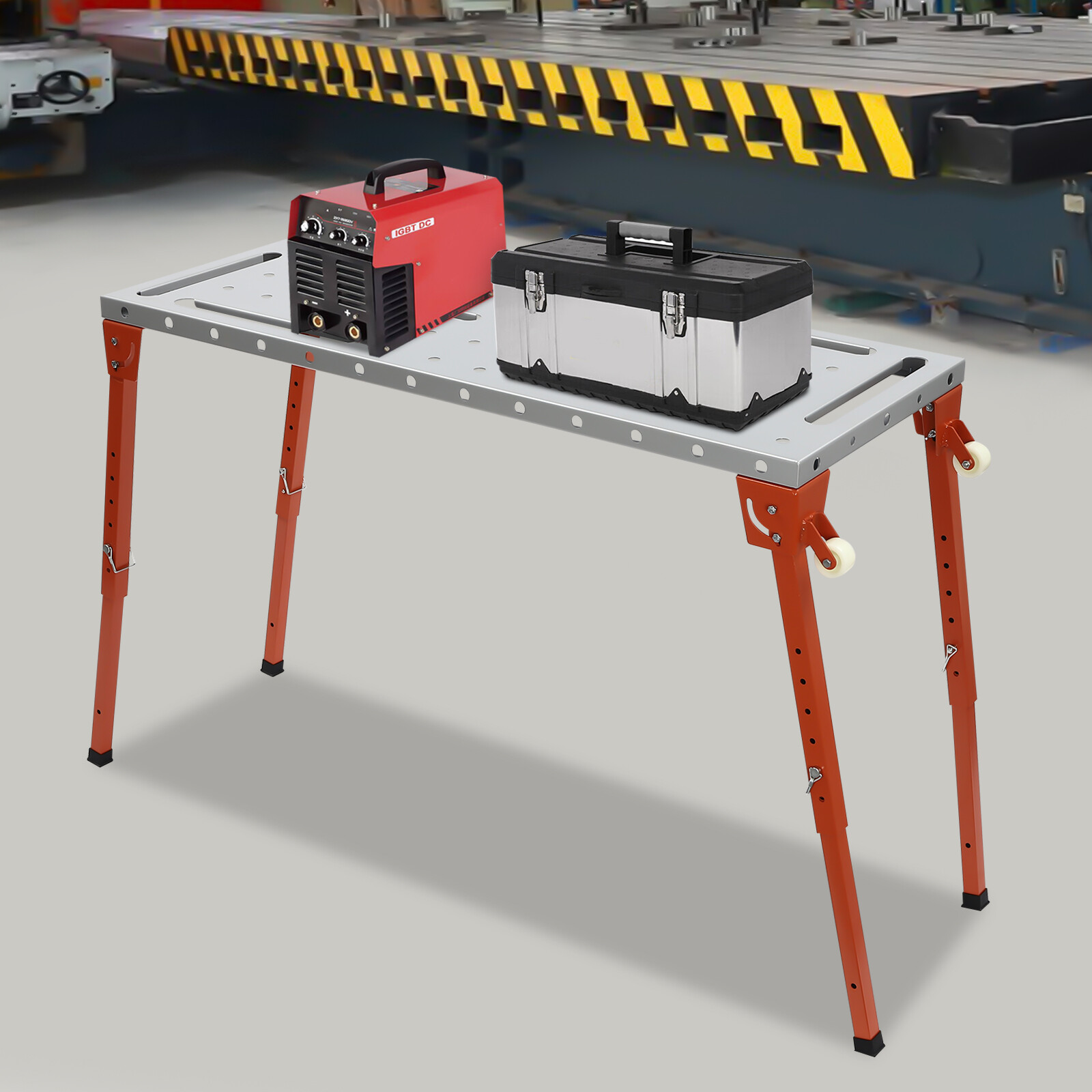 Welding Table 46″ x 18″ 1000LBS Folding Workbench Adjustable Height 13-21inch