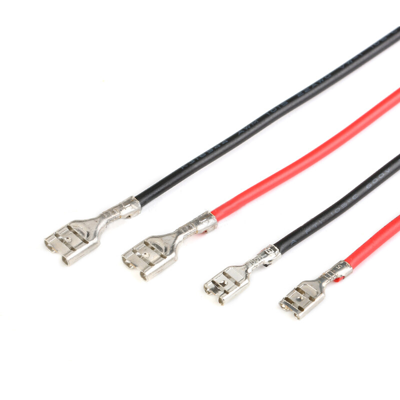 4.8mm 6.3mm Terminals Wiring Connectors Black Red 10 or 20cm Single Head + Cover