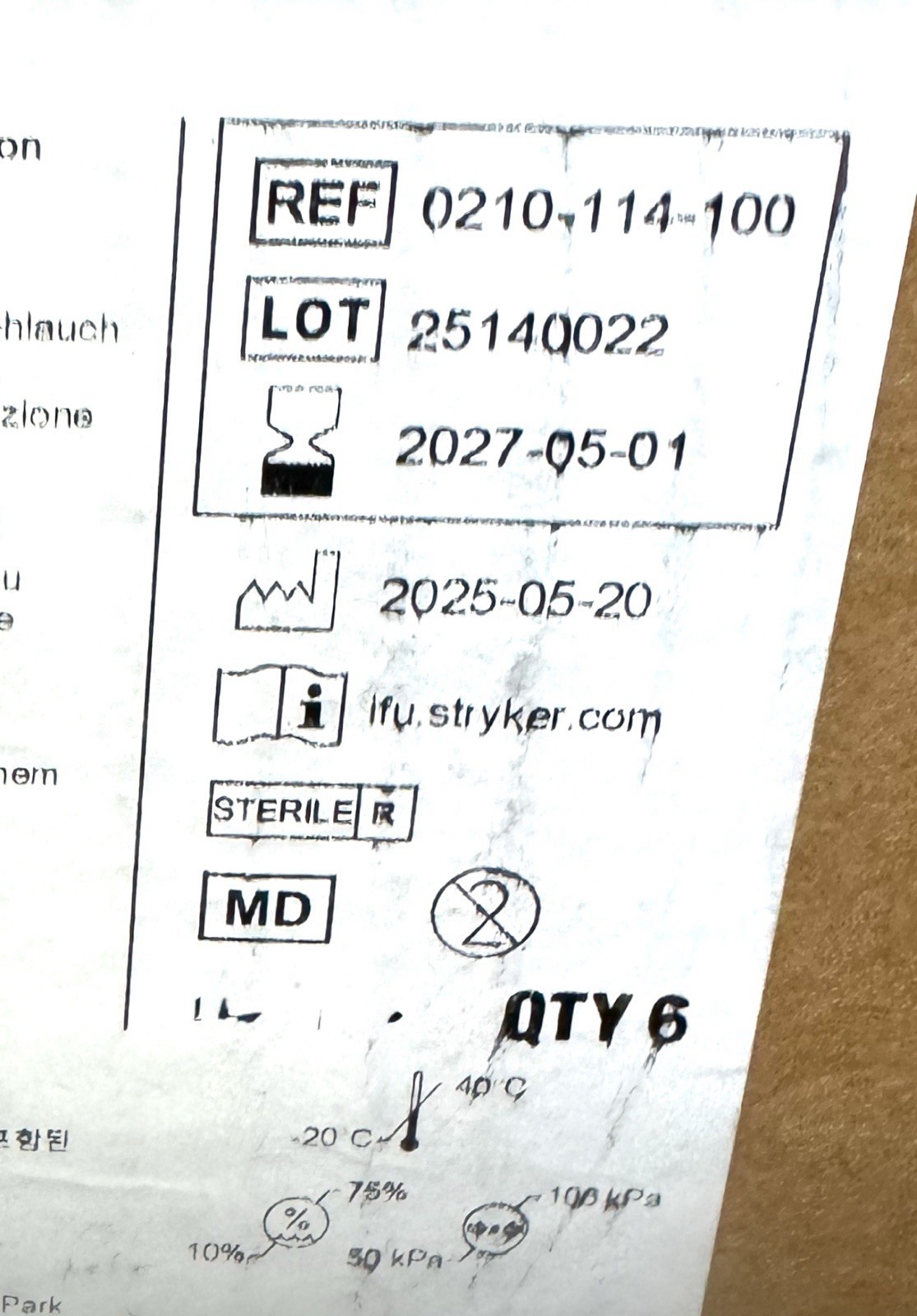 New Box Of 6. Stryker – REF. 0210-114-100
