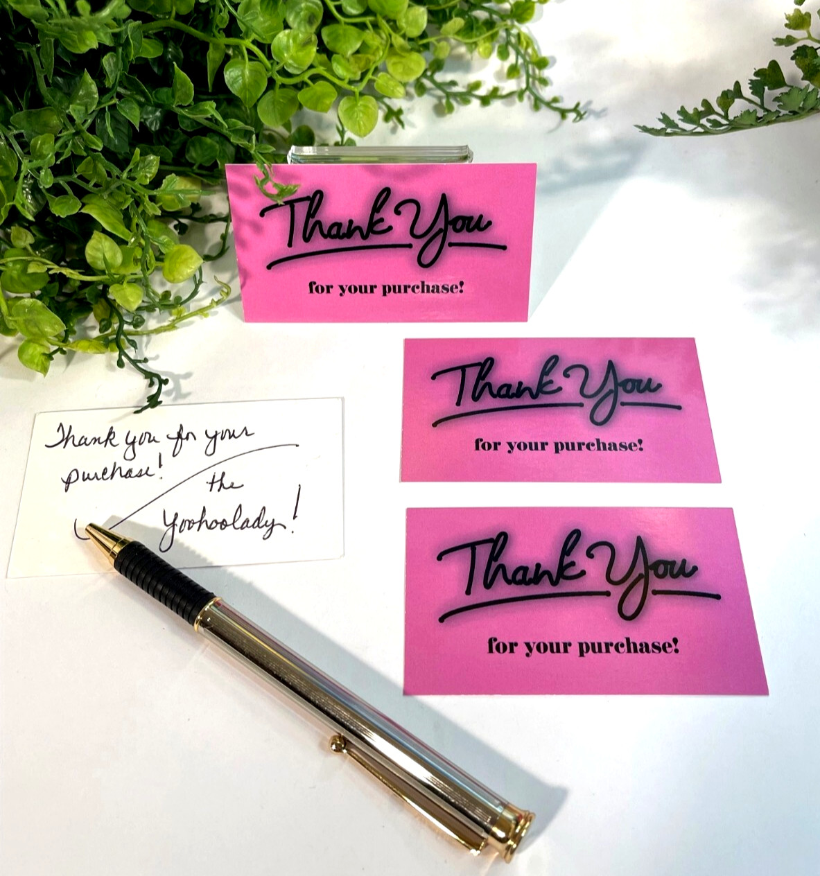 Business Cards, Magenta Thank You for Your Purchase Cards, 3.5″ x 2″