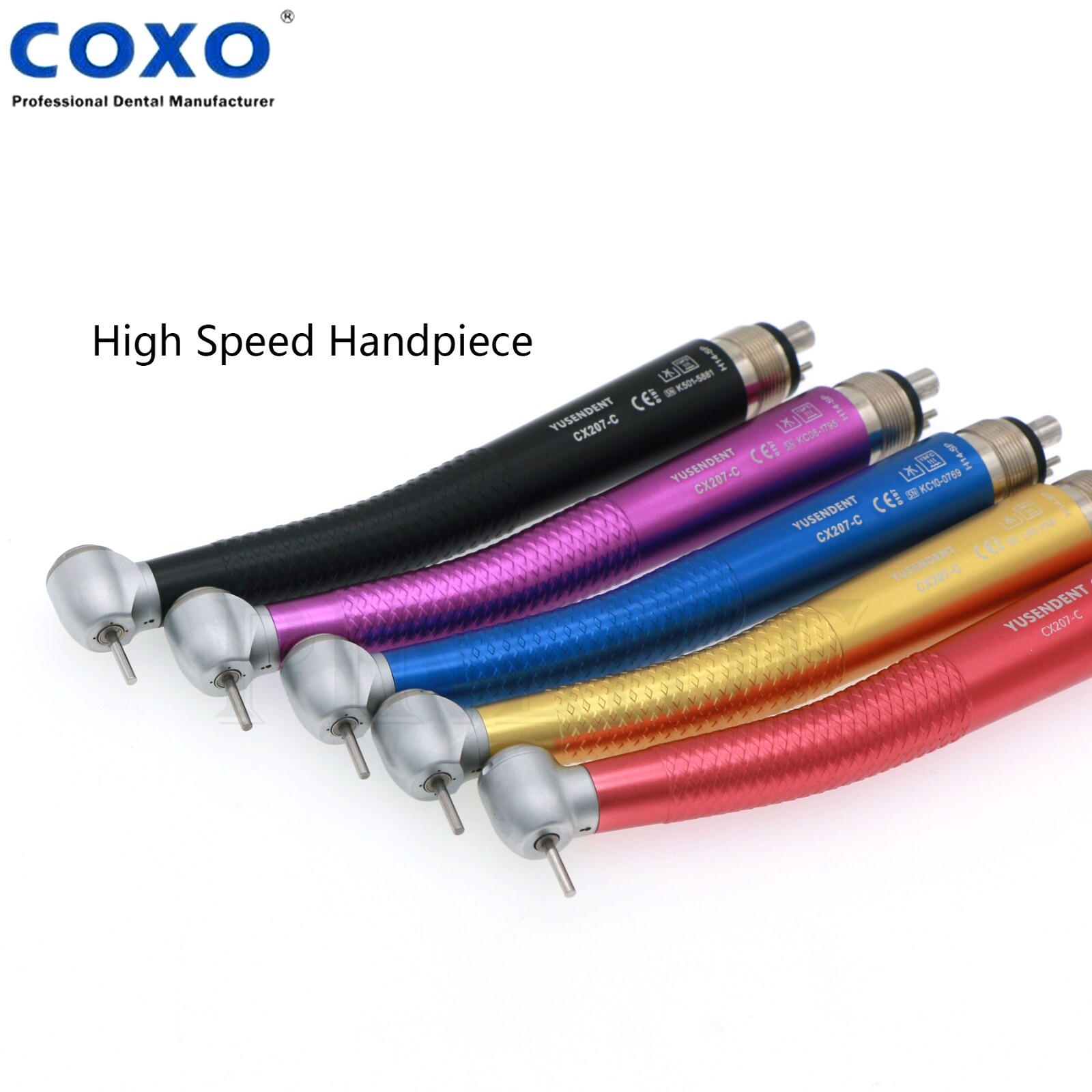 US COXO Dental High Speed Colorful Handpiece CX207-C Air Turbine 4 Holes M4 Blue