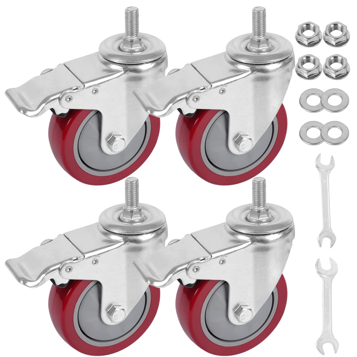 4 Inch Heavy Duty Stem Casters 360 Degree Swivel Thread Wheels with Metric Size