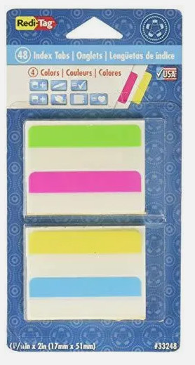 Redi-Tag 33248 Write-On Removable Index Tabs 2 x .69″ Inches 48 Tabs per Pack(2F