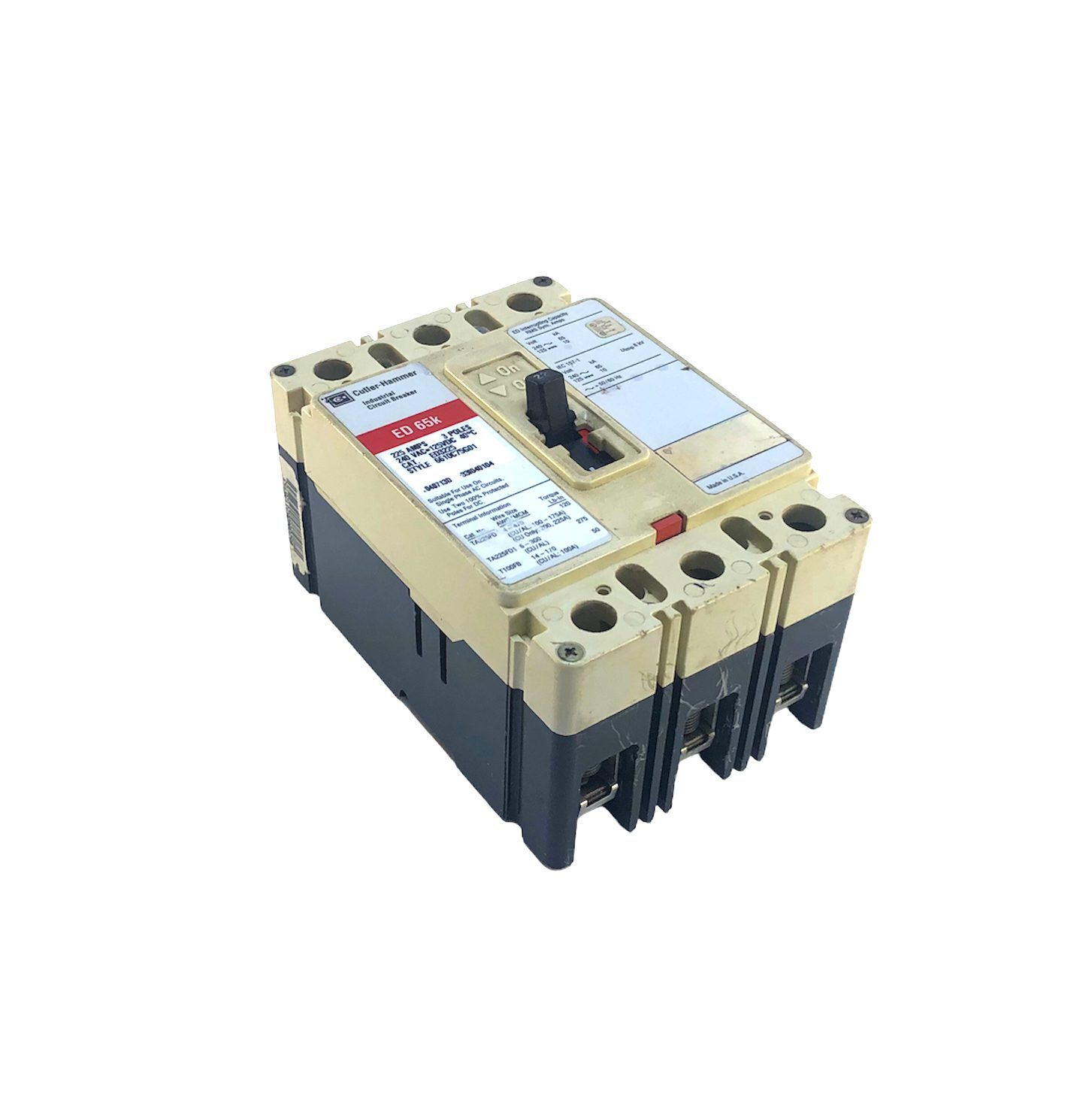Eaton EDB3225 3 Pole 225 Amp 240 Vac Circuit Breaker