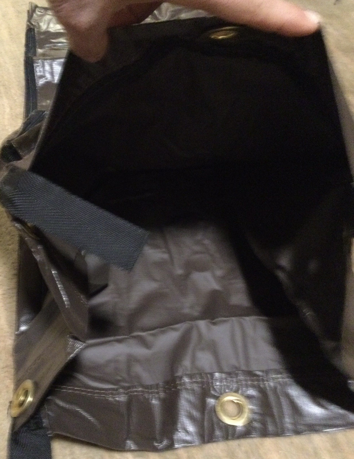 RUBBERMAID Housekeeping Cart Canvas Vinyl Lined Bag Zipper Brown New